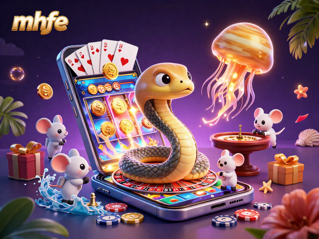 Bet at mhfe's cosmic casino as astronaut mice play on a vibrant roulette wheel.