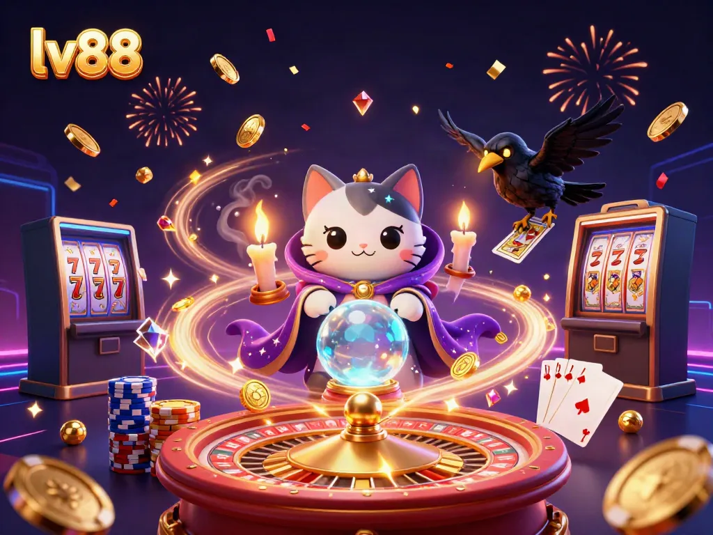 Experience thrilling gameplay with the luck and magic of lv88 in an enchanting casino illustration.