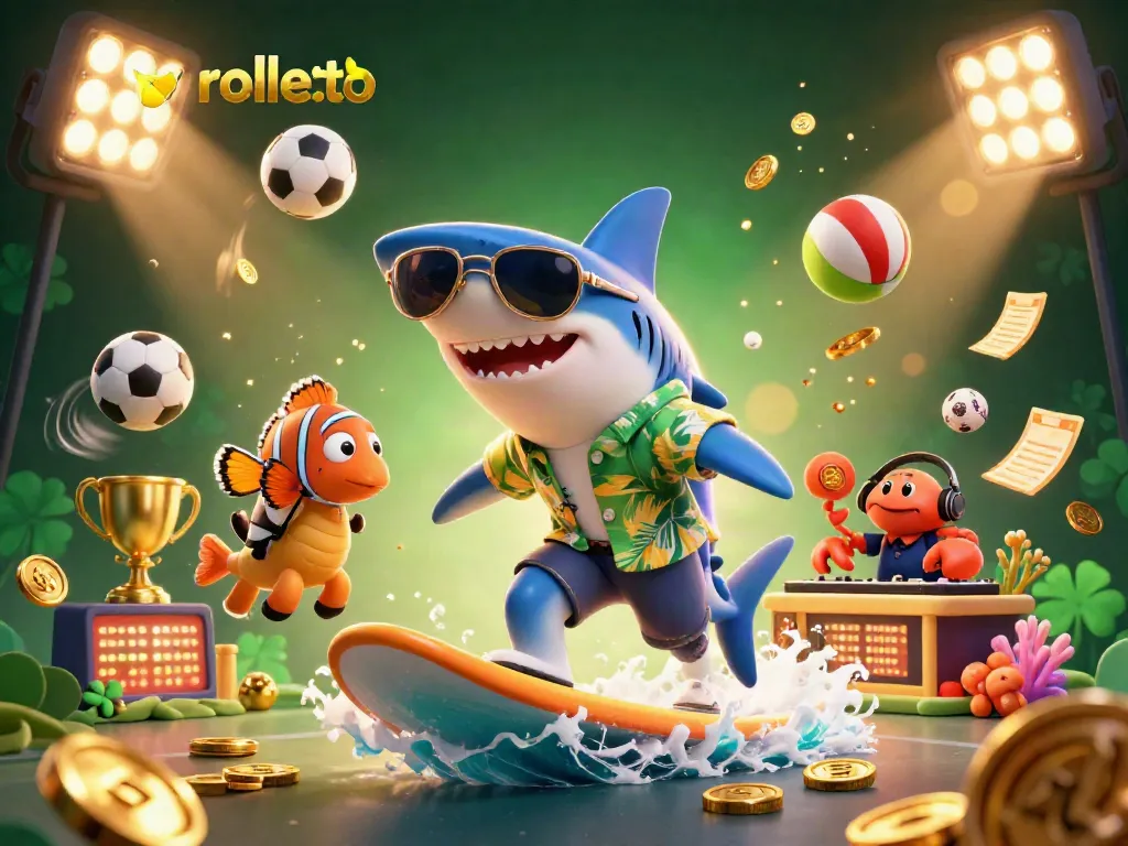 Experience the thrill of rolletto gaming with vibrant casino characters and sports elements.