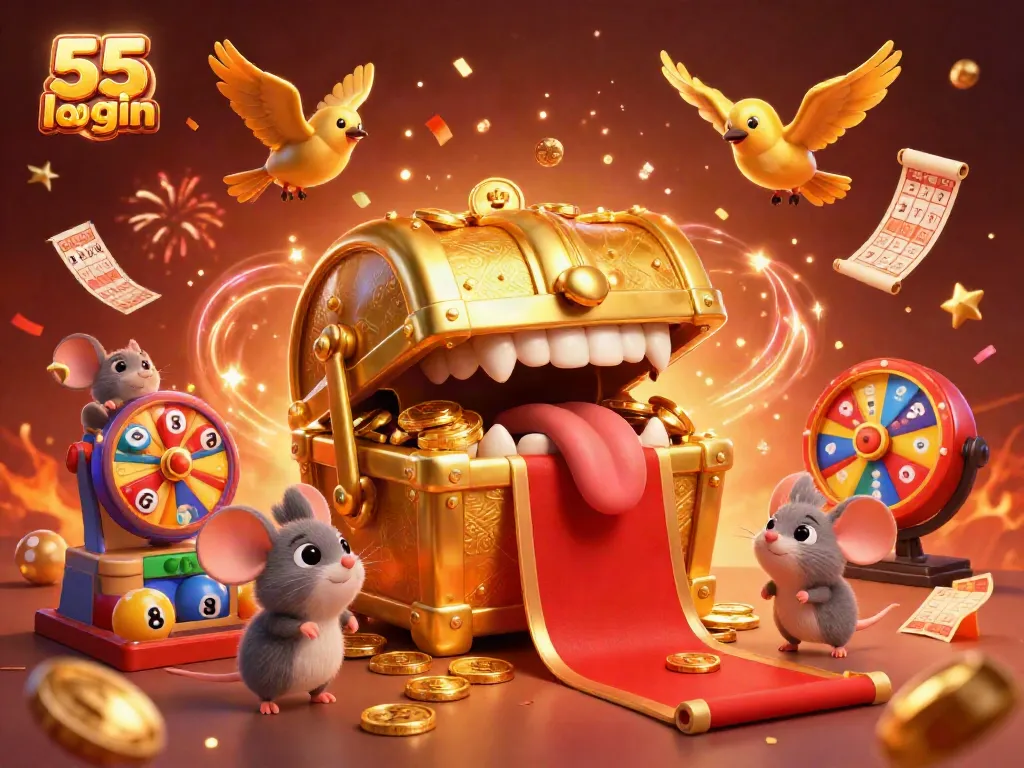 Experience exciting gameplay with 55 lottery login and vibrant lottery elements in this dynamic illustration.