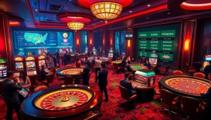 Experience the excitement of nhà cái rr88 with players engaged at a vibrant casino table, emphasizing thrilling gambling action.