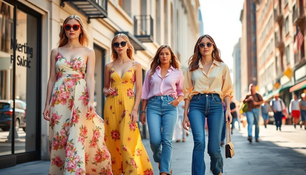 Explore diverse styles in Women Fashion with vibrant outfits on city streets.