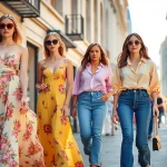 Explore diverse styles in Women Fashion with vibrant outfits on city streets.