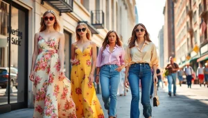 Explore diverse styles in Women Fashion with vibrant outfits on city streets.