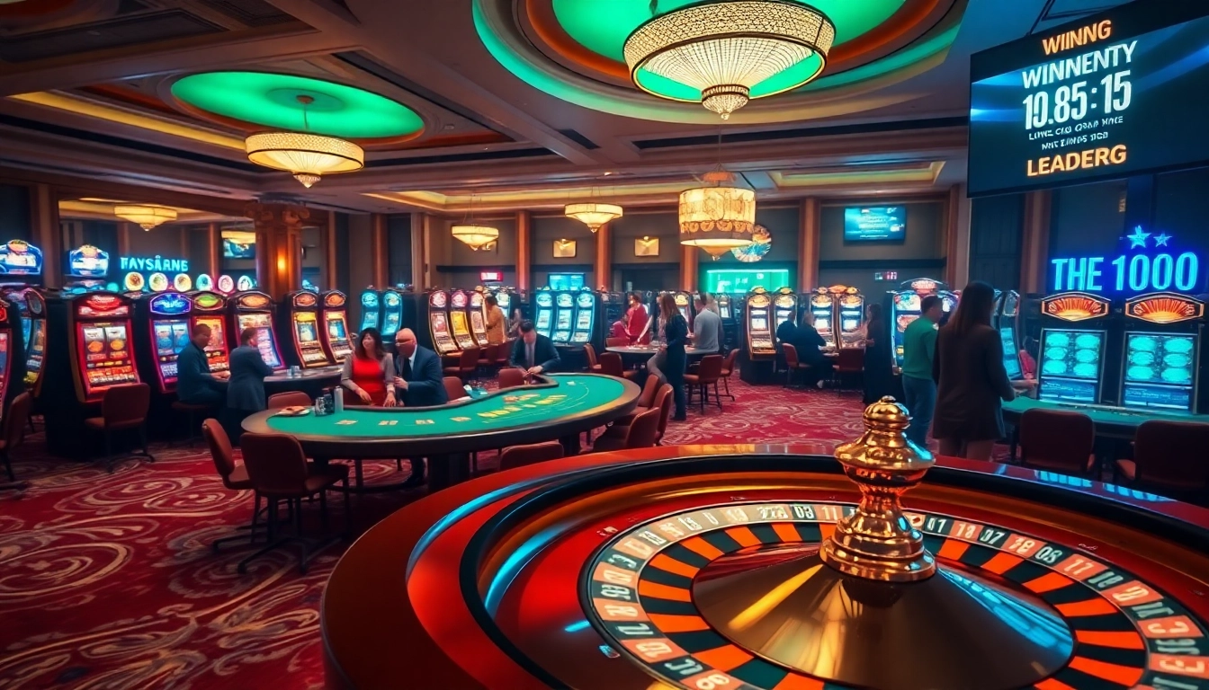 Exciting bancadoithuong gaming scene featuring poker and baccarat tables with players.