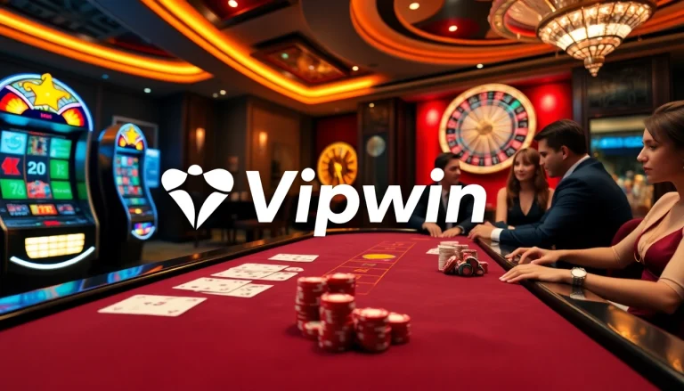 Experience thrilling gaming at Vipwin with vibrant tables, cards, and roulette wheels.