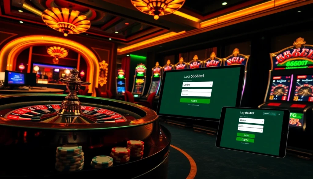 Experience quick access with 6666bet Login, surrounded by vibrant casino visuals and gaming excitement.