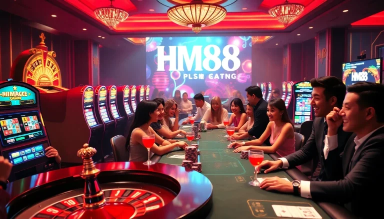 Players enjoying a thrilling casino experience at HM88 with vibrant games and modern interfaces.