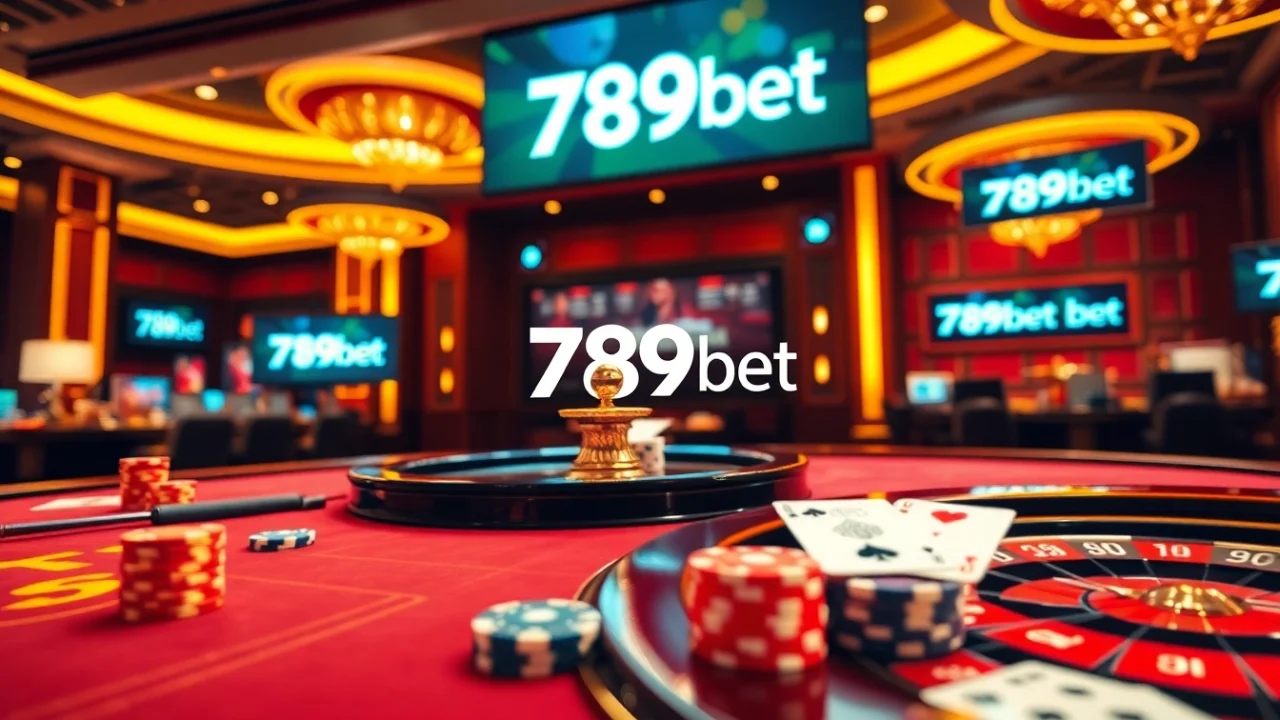Engage in thrilling games at 789bet with vibrant poker chips and roulette wheel.