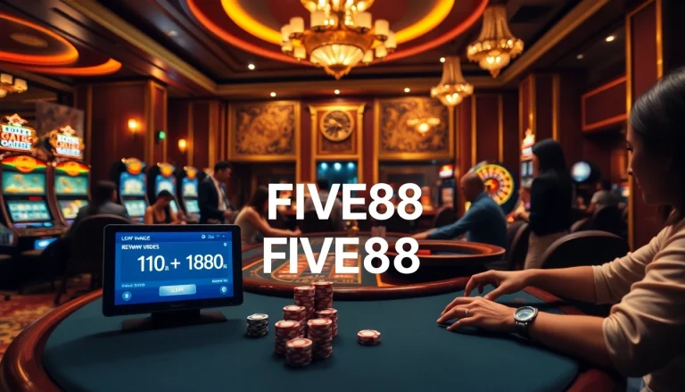 Experience the excitement of gaming at FIVE88 with engaging casino tables and live betting interfaces.