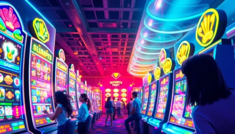 Kode4d link showcasing vibrant slot machines and players enjoying a secure online gaming experience.