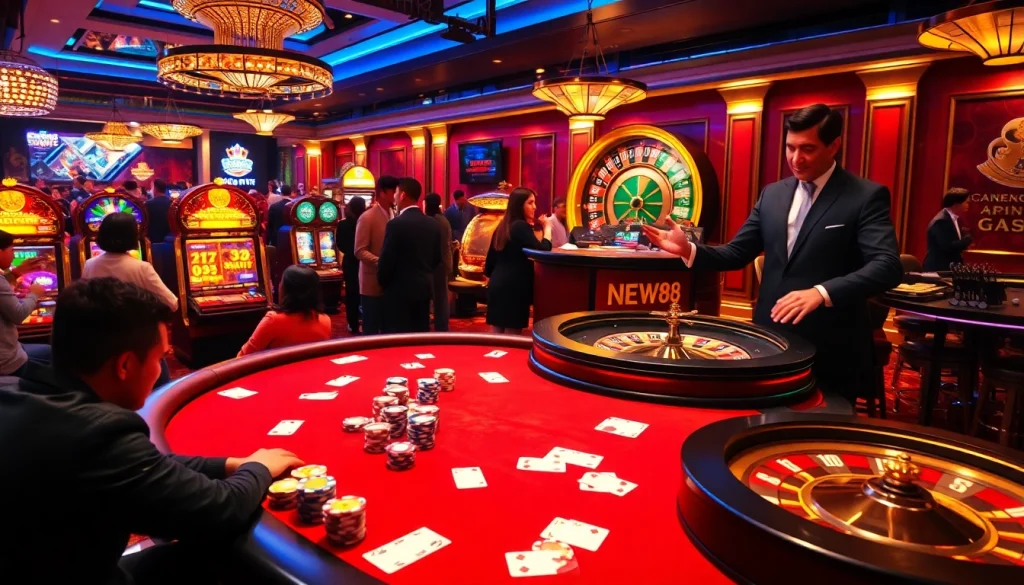 Engage in the excitement at the NEW88 link with vibrant casino tables and colorful gameplay.