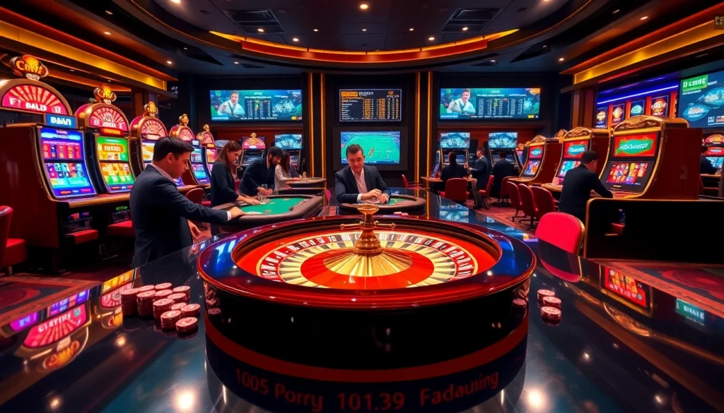 Experience the excitement of betting at https://fabet.free/ with an engaging casino scene featuring roulette and poker plays.