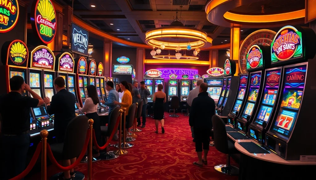 Players enjoying exciting Slot machines in a luxurious casino setting.