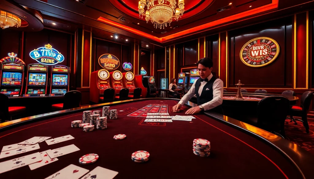 Players strategizing at the poker table inside the luxurious 777VIP casino, showcasing excitement and high stakes.