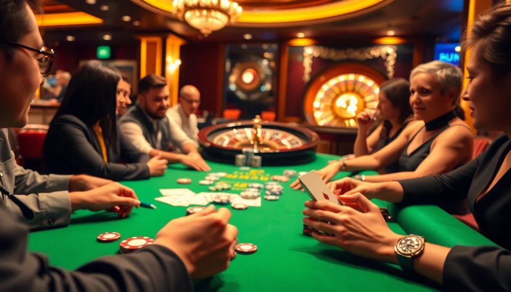 Excitement at the Jun 88 casino table with vibrant poker chips and glowing roulette wheel.