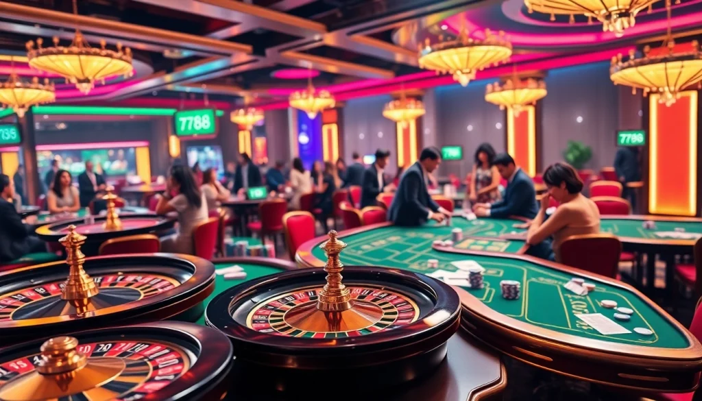 Engaging players at a luxurious casino featuring elements related to 789b, showcasing excitement and professionalism.