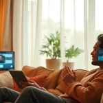 Intimate conversation on sex AI between individuals in a cozy digital setting