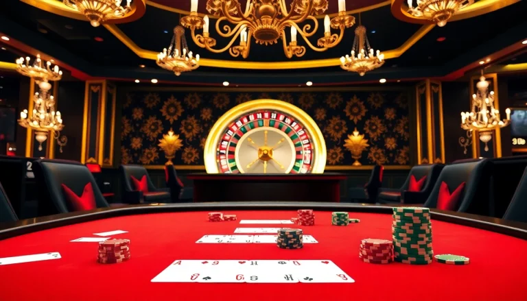 Thrilling gameplay at sky88 casino with a poker table set for high stakes action.