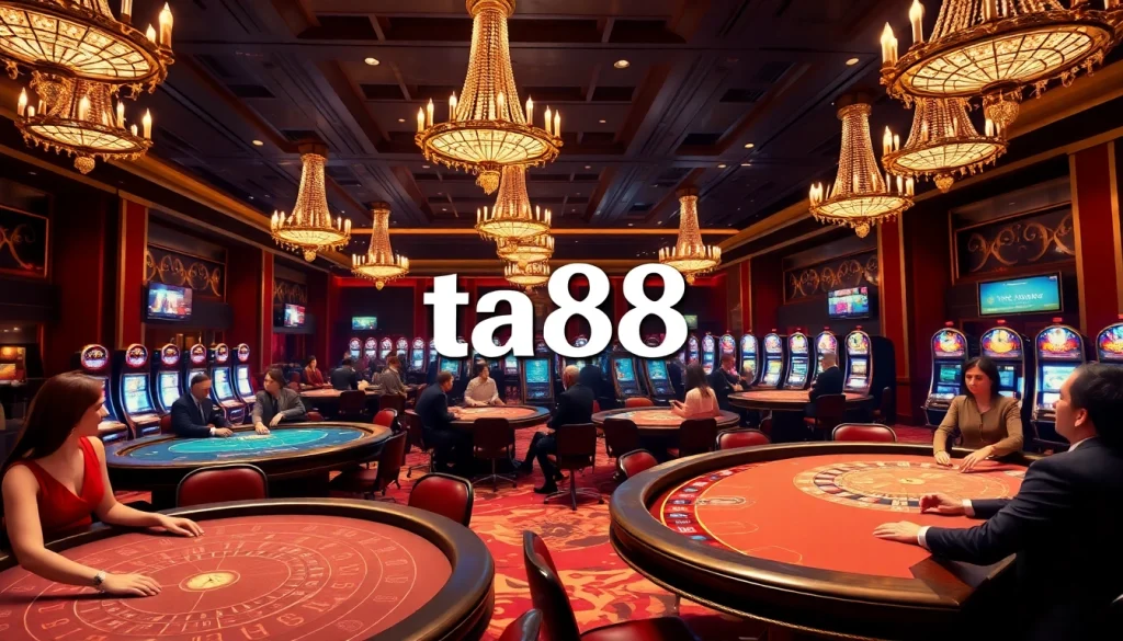 Experience the excitement of the ta88 casino with elegant gaming tables and vibrant players.