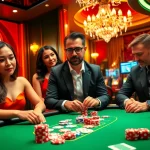 Gamblers enjoying a lively poker game at MM88 casino, highlighting immersive excitement.