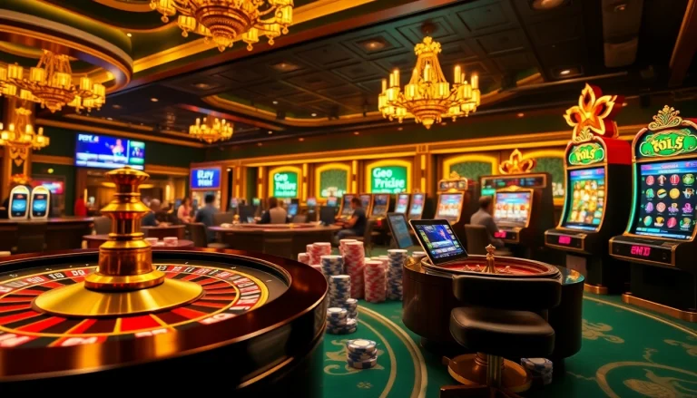 Experience the excitement of jun88 phiên bản 2 with vibrant casino elements like poker chips and roulette wheels.