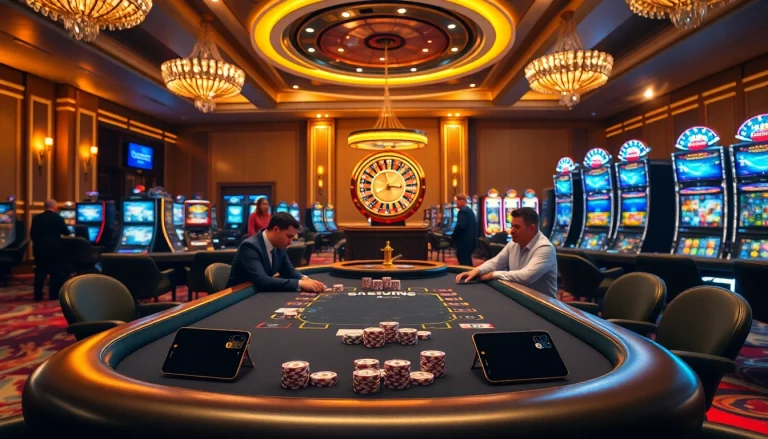 Experience high-stakes action at S8 casino with poker chips, elegant tables, and Galaxy S8 devices.