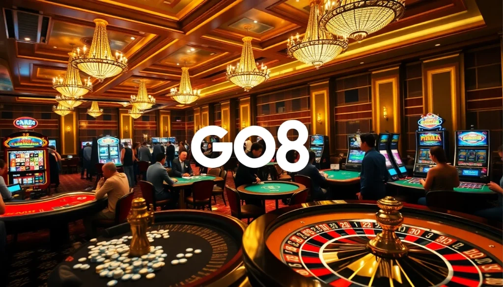 Experience excitement at a GO8 roulette table in a luxurious casino setting.