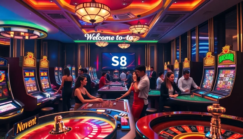 Gamblers enjoying a thrilling experience at S8 casino with vibrant games and tables.