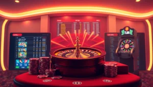 Engage with the vibrant online casino experience at nhà cái xin88 featuring poker chips and a roulette wheel.