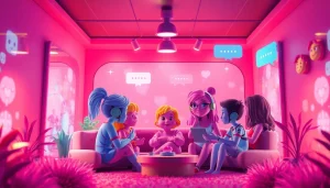 Exciting spicy AI characters engaging in interactive chats in a vibrant digital space.