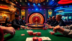 Experience high-stakes excitement at https://www.eejl88888.com/ with players at a glamorous poker table.