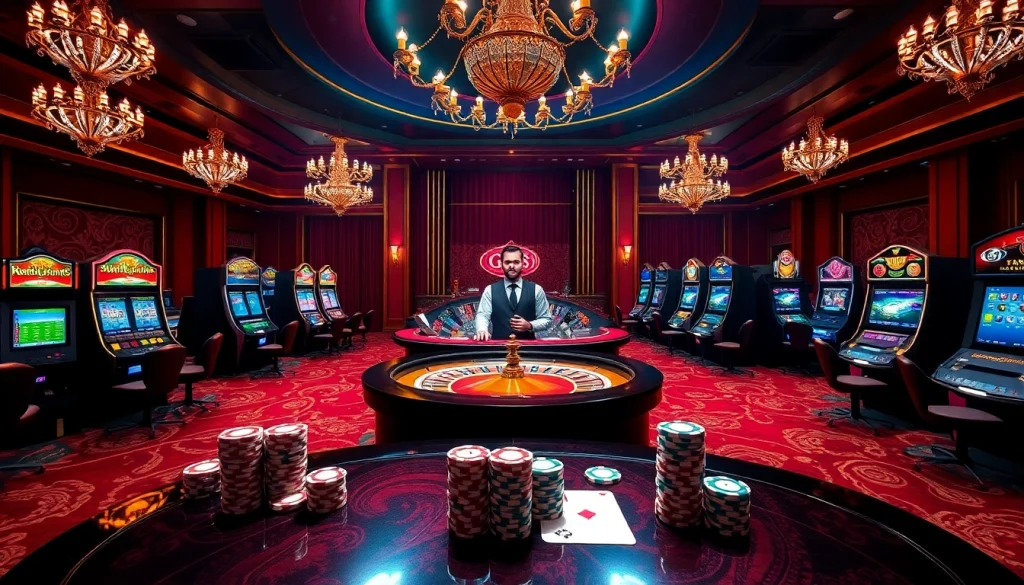 Experience the excitement of gambling with GO88 at a luxurious casino table filled with cards and chips.