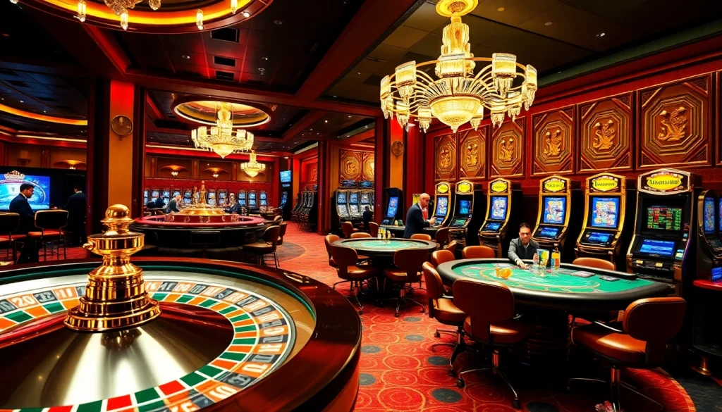 Experience the excitement of win55 at a vibrant casino, with players strategizing at poker tables.