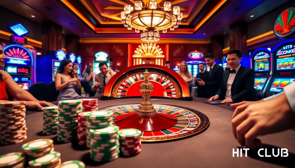 Players celebrating big wins at the HITCLUB casino table, immersed in gaming excitement.