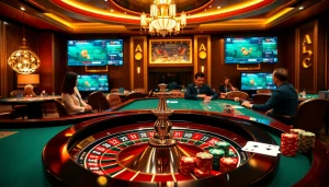 Join the excitement at https://388bet.miami/ with a vibrant casino scene featuring roulette and poker.