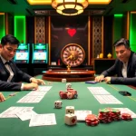 A bustling Tài Xỉu MD5 gaming table with dice and chips, emphasizing excitement in online gambling.