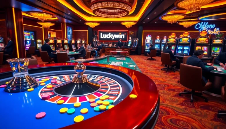 Experience the excitement of gaming at Luckywin casino with stunning visuals of poker and roulette.