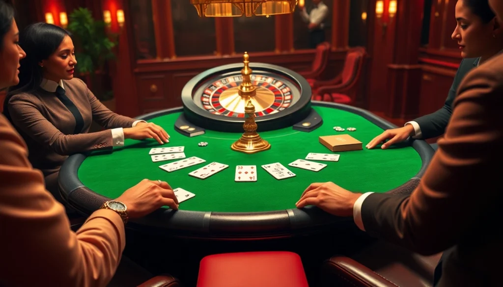 Experience the excitement at https://s8ok.com/ with elegant poker players and a luxurious casino setup.