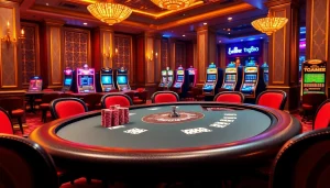 Experience the excitement of gambling at TG88's luxurious poker table, filled with vibrant poker chips and cards.