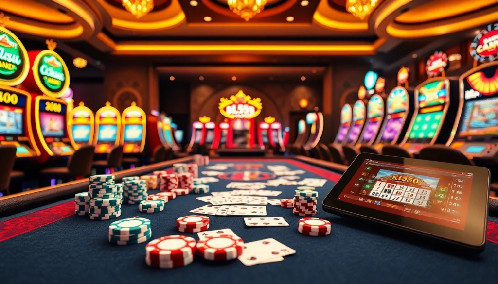 Experience thrilling gameplay at BL555 casino with vibrant chips and elegant cards on a luxury table.