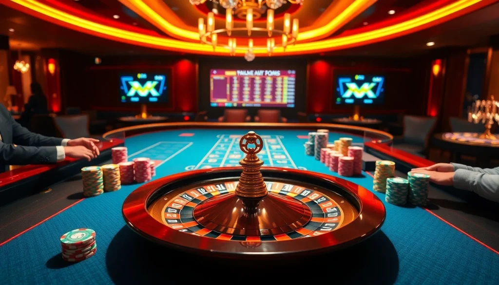 Experience thrilling poker action at MK8.COM with vibrant cards and chips at a luxurious casino setting.
