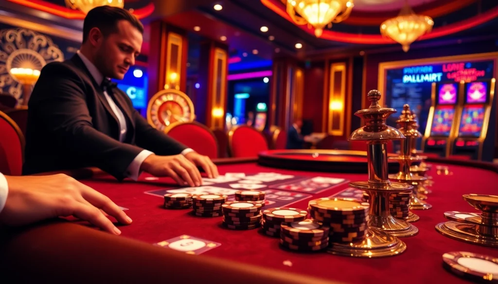 Experience high-stakes poker action at https://lc88.art/ with luxurious gambling scenes and vibrant casino elements.