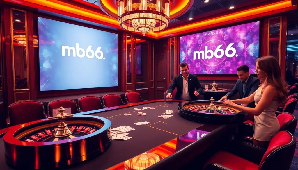 Experience the thrill of winning at mb66.nyc with a dynamic casino scene featuring poker and roulette.