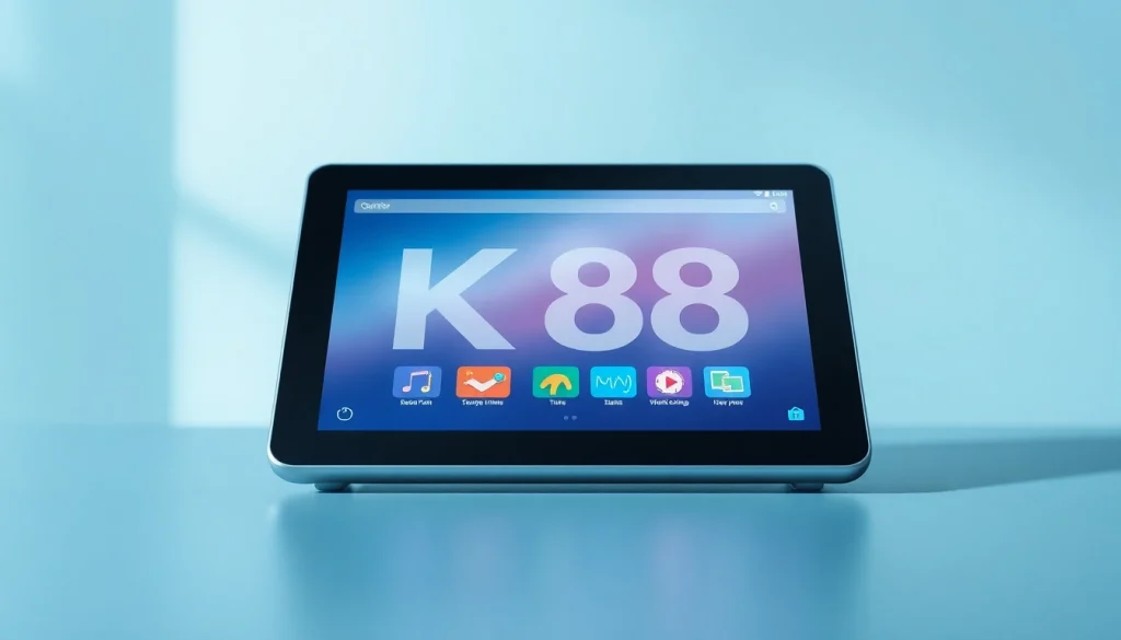 K88 tablet showcasing vibrant educational content in a modern setting.