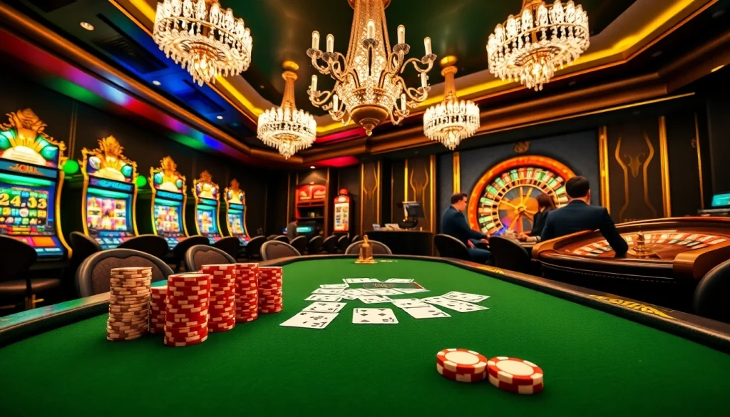 Players engaging in an exciting poker game at 23winn.casino with vibrant chips and elegant cards.