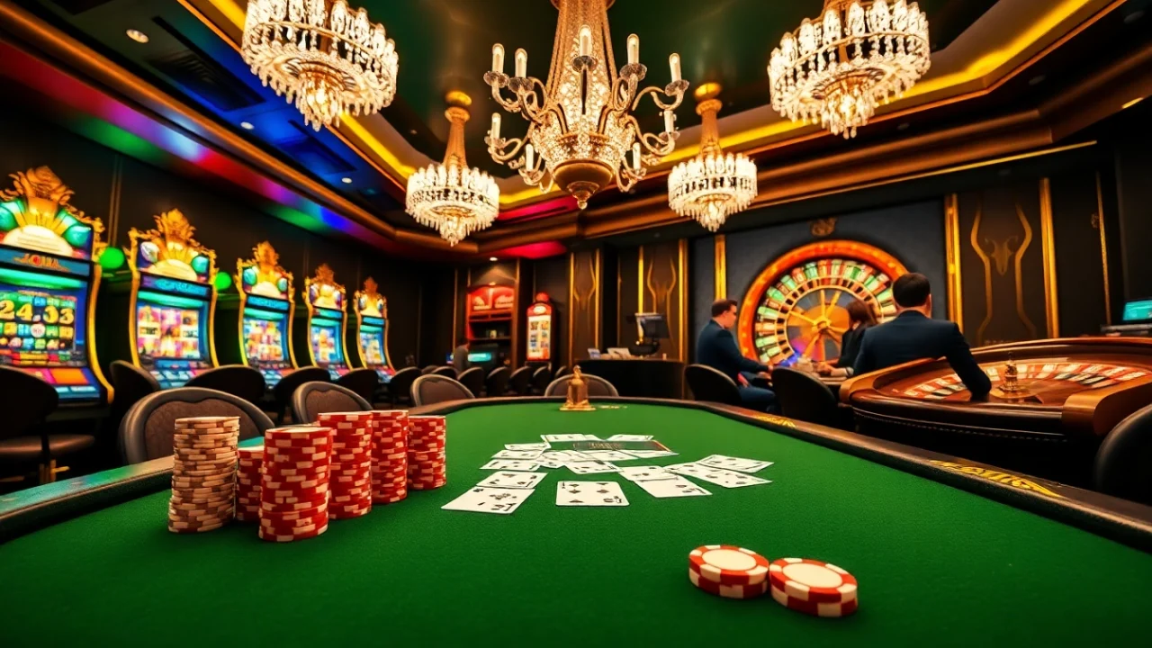 Players engaging in an exciting poker game at 23winn.casino with vibrant chips and elegant cards.