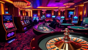 Experience the vibrant casino atmosphere at https://gg88.co.com/, featuring stylish tables and slot machines.