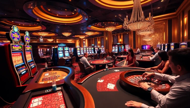 Kuwin players engaging in high-stakes poker and roulette at a vibrant casino scene.