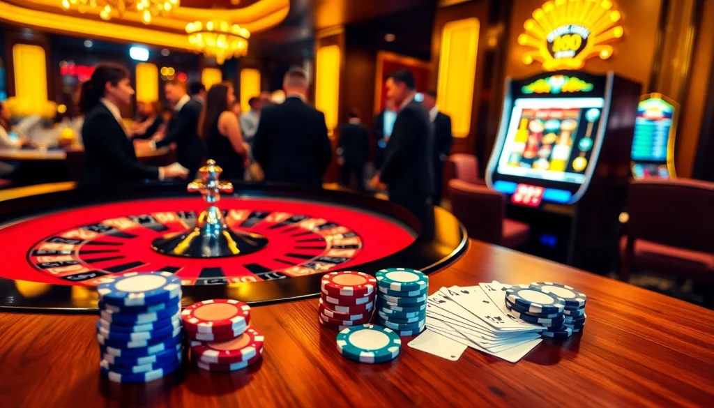 Experience the thrill of gambling at FC88 with vibrant roulette and poker scenes.